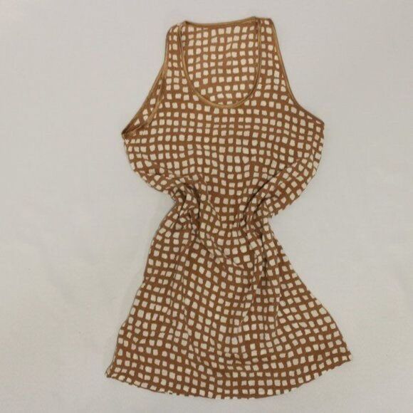 Brown and White Squares Dress S - Picture 1 of 5